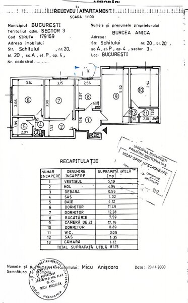 Fizicienilor 4 camere parter, Bloc 1986